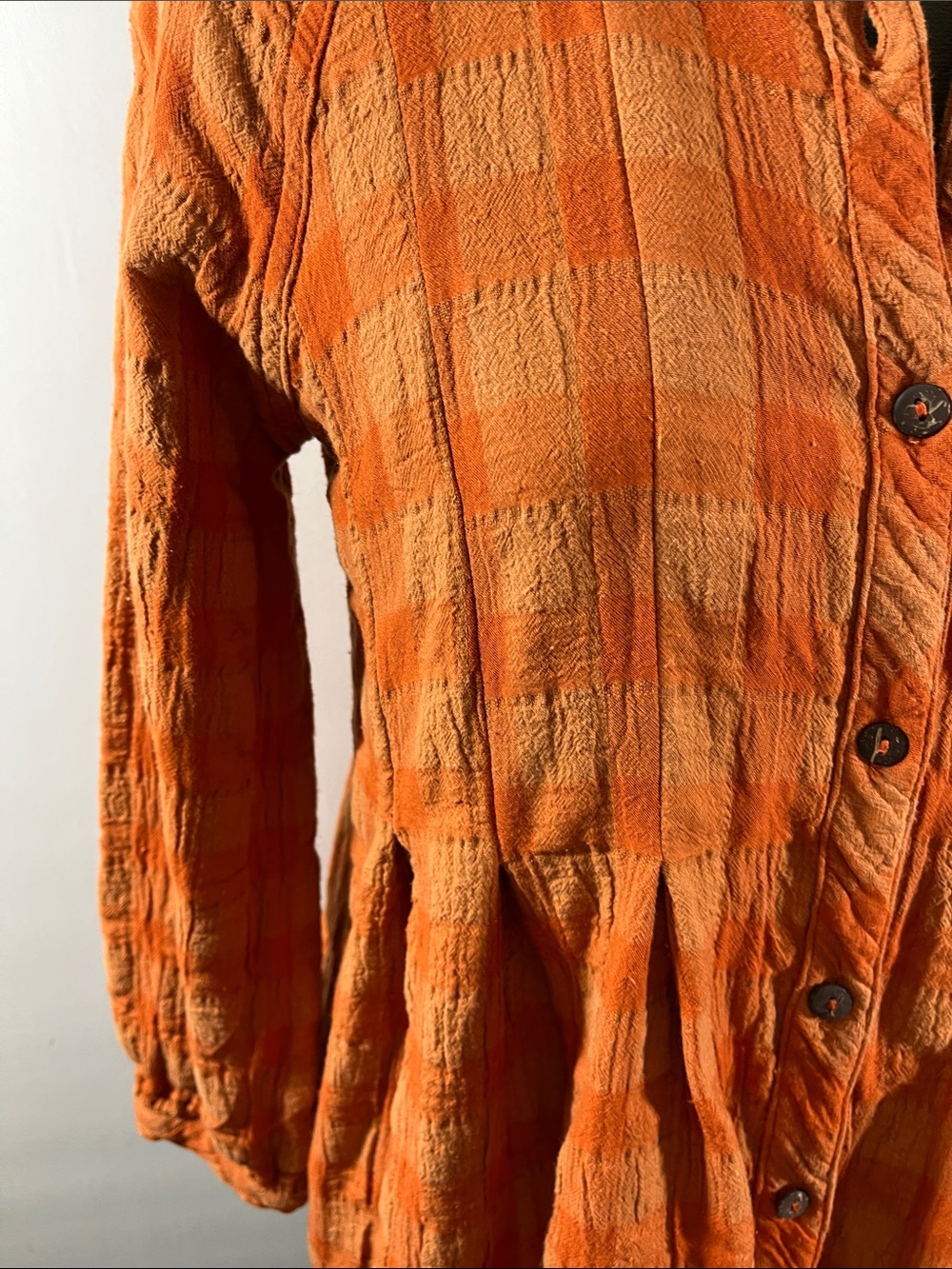 Easel Burnt Orange Button-Front Tunic Relaxed Fit w gathering Size S - Picture 4 of 10